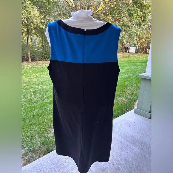 ❤️Signature by Sangria Colorblock Midi Dress - Blue, Black, Cream - Picture 4 of 5